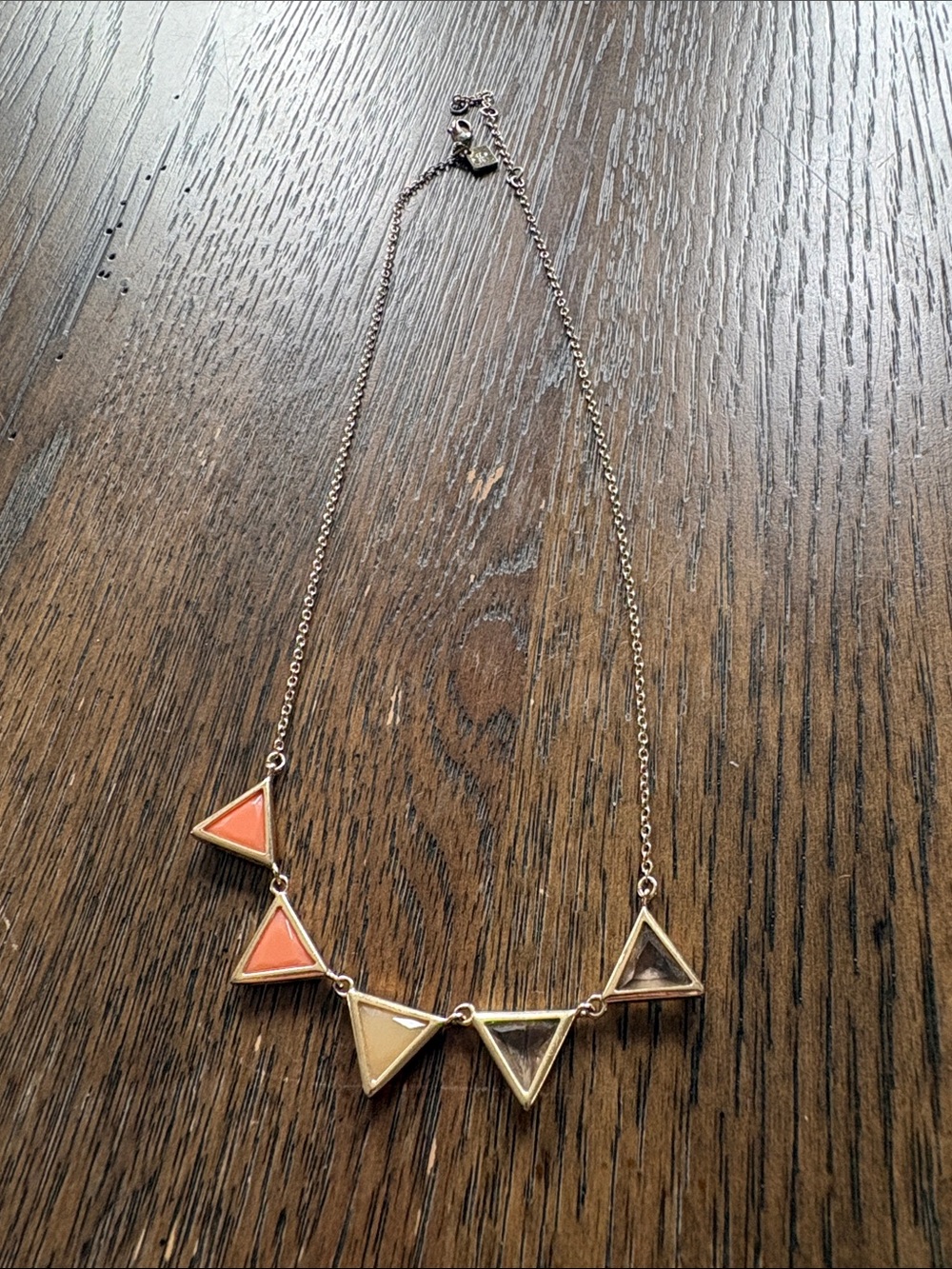 Banana Republic Coral and Gold Triangle Link Necklace